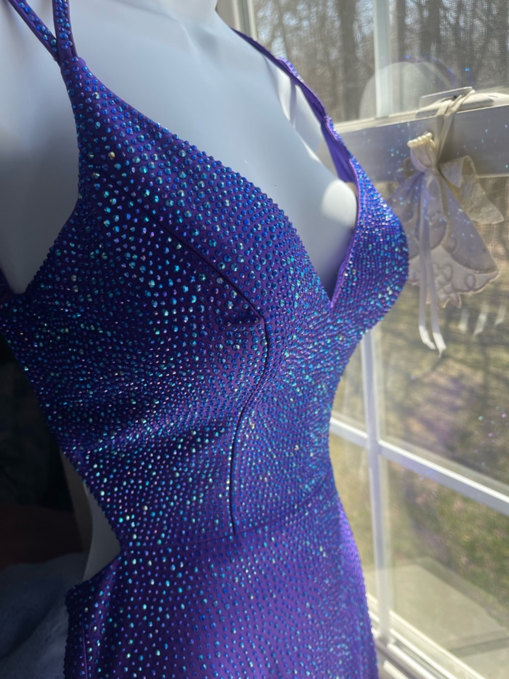Ellie Wilde, Size 2, Purple Sequin Prom Gown